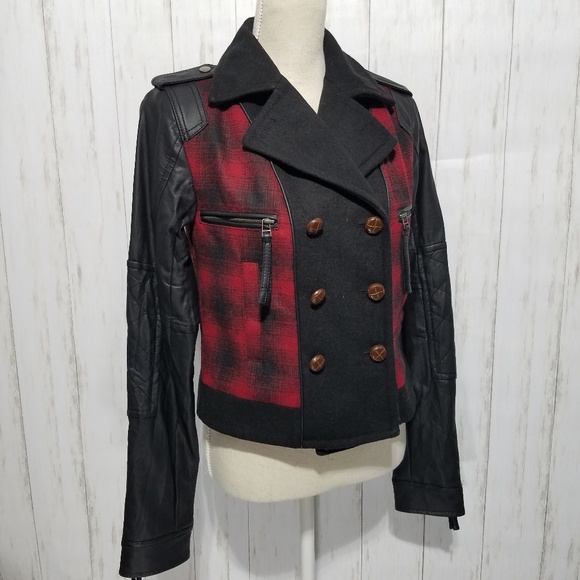 Allen B. By Allen Schwartz Jackets & Blazers - Allen B Red & Black Plaid Crop Coat